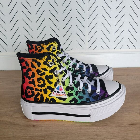⭐Converse Chuck Taylor Lift Platform Pride Sz 5 Men's Shoes Leopard A15782C ⭐ - Picture 1 of 11